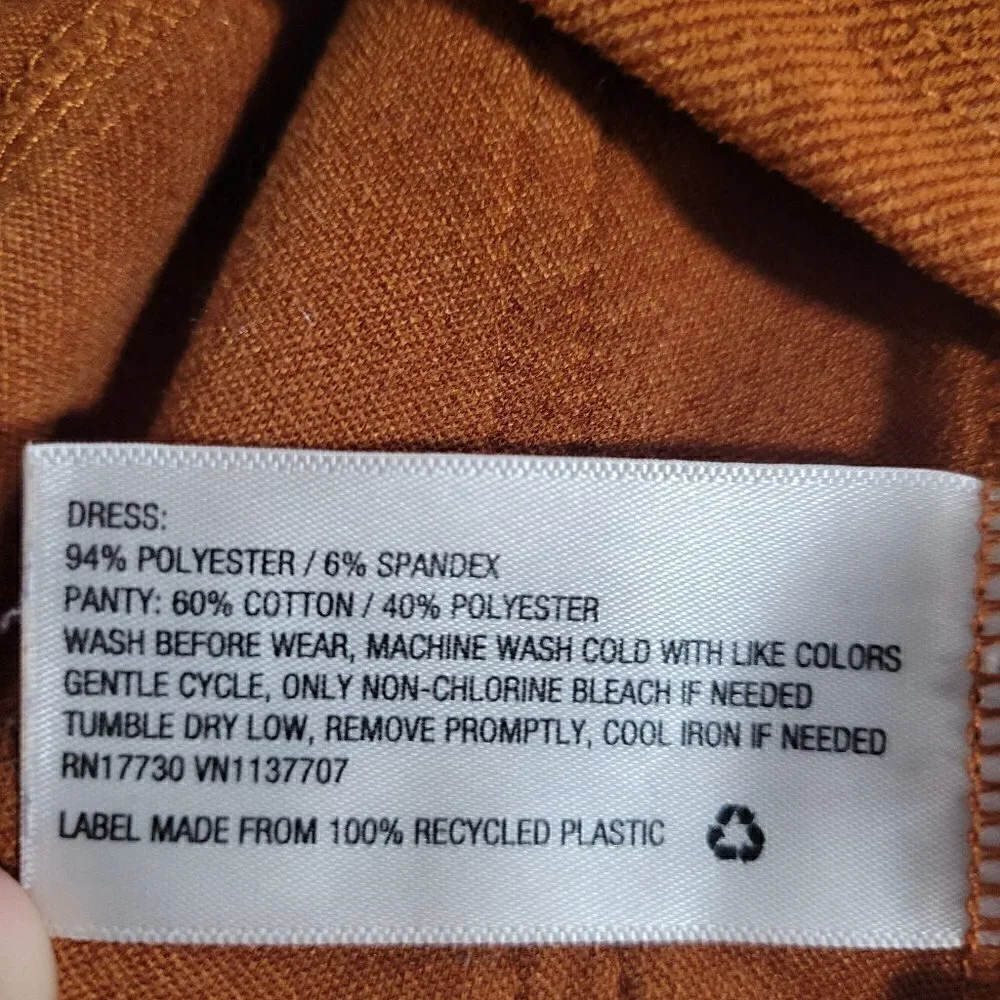 Genuine Kids From OshKosh  Copper/ Brown Dress With Built In Belt & Pockets 18M